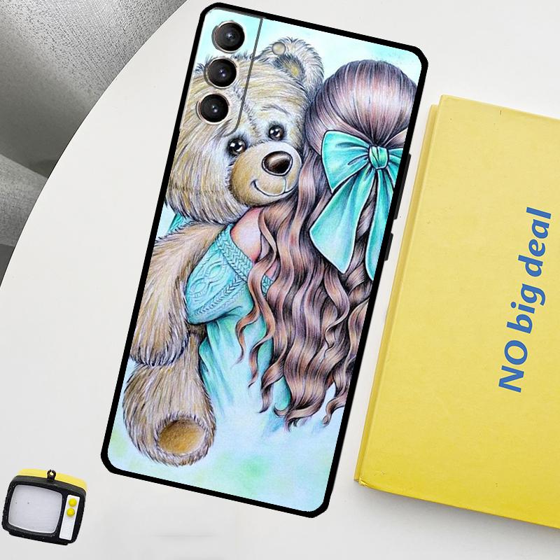Familie Mama Mädchen Frauen Hülle Für Samsung Galaxy S23 FE S22 Ultra S20 S21 FE S8 S9 S10 Plus Note 10 20 Ultra Abdeckung