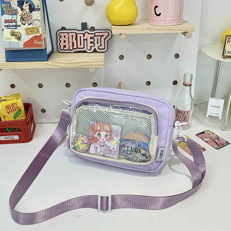 

Двухмерная маленькая свежая детская сумка, модная модная сумка на плечо, студенческая повседневная универсальная сумка-мессенджер one size fits all фиолетовый
