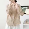 Stylish Blue Floral Double Layer Cotton Gauze Long Sleeve Women's Shirt - Spring 2026 Collection