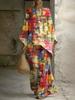 European and American retro bohemian suit exotic print loose top wide-leg pants temperament casual two-piece set