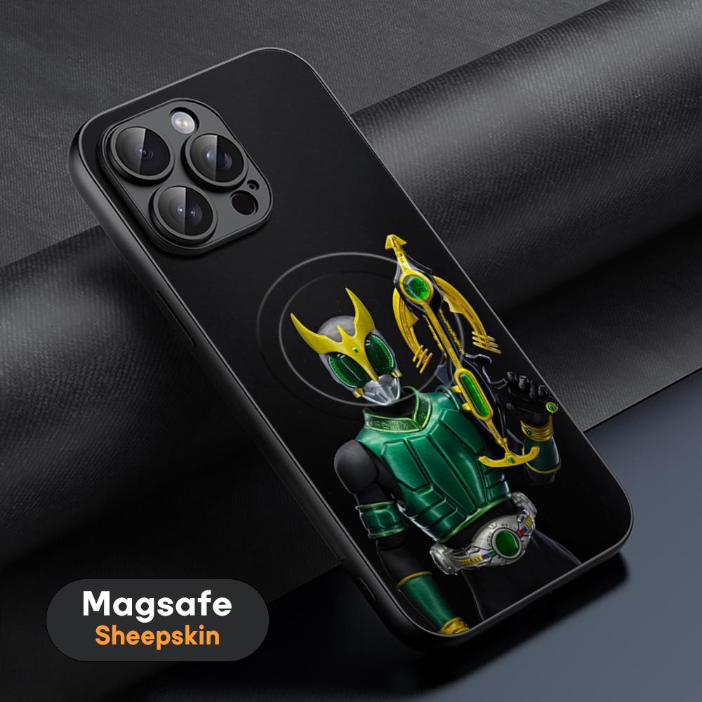 K-Ka-men R-Ri-der Kick KuugA Phone Case For iPhone 17 16 15 14 13 12 11 Plus Pro Max  High-end Luxury Magsafe Sheepskin