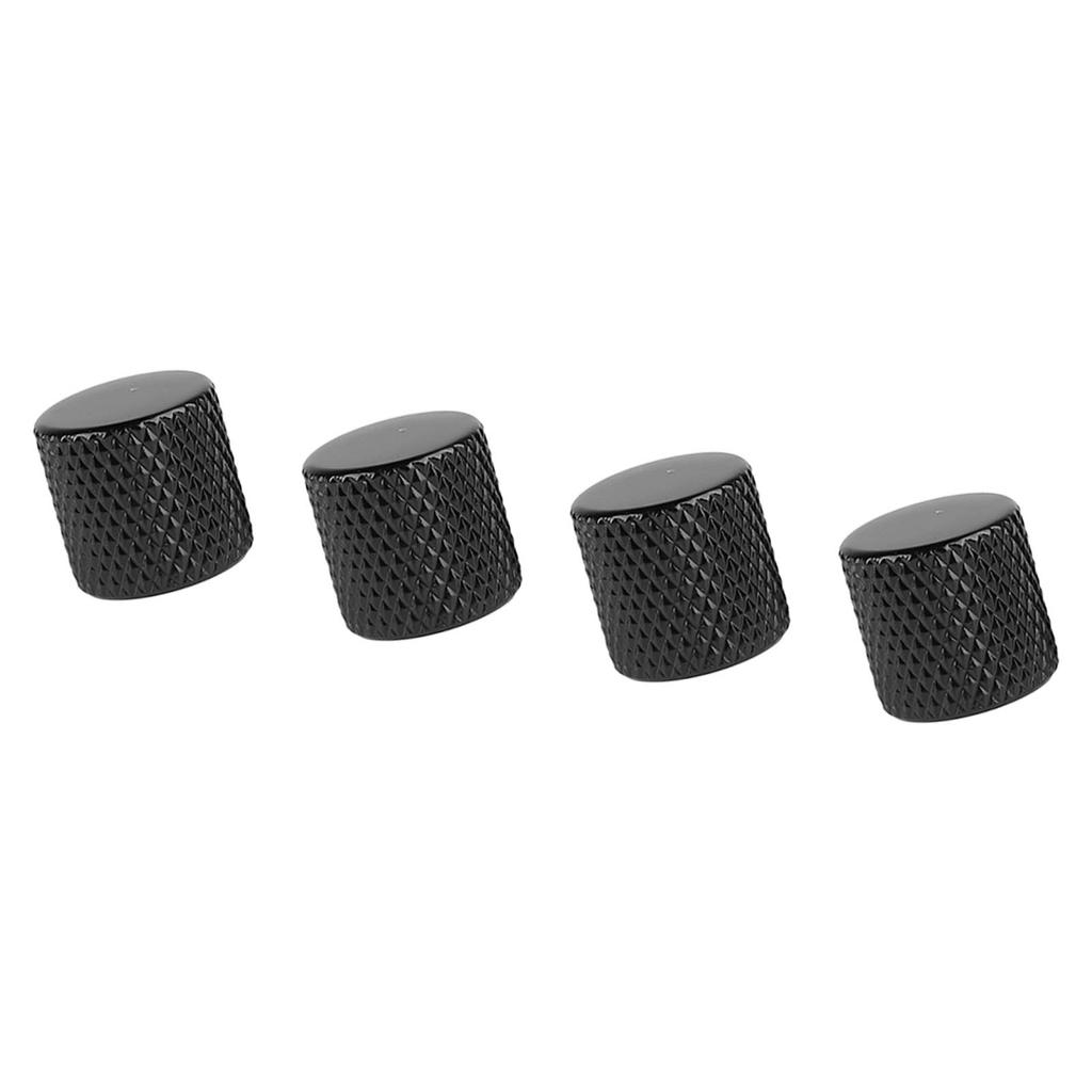 4Pcs Electric Guitar Knobs Set Metal Potentiometer Cap Volume Tone Control for Bass Black