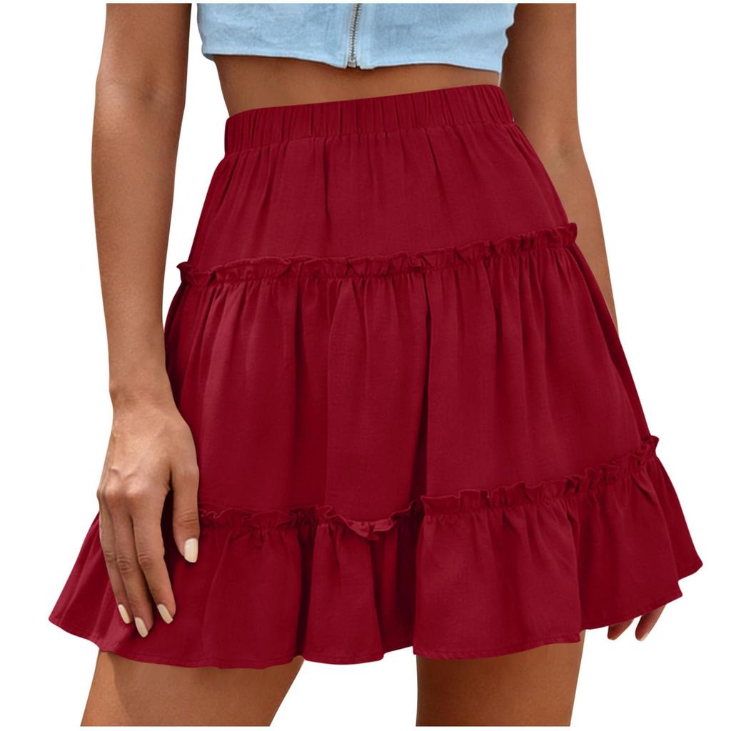 Women's Summer High-Waisted Slimming And Tummy-Concealing Sweet Ruffled Skirt
