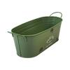 Iron Garden Planter Container Oval Design Ergonomic Handles Weather Resistant Coating Suitable For Courtyard Outdoor Use