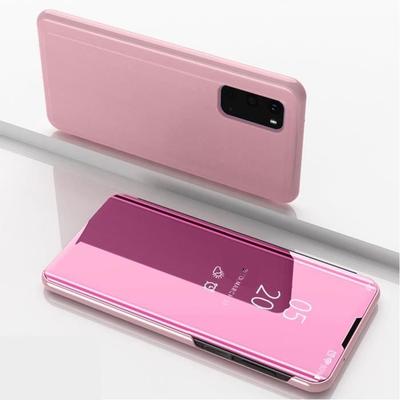 Hülle mit Ständer - Samsung - Galaxy S20 - Stoßfest - Klare Klappe - Spiegel Roségold