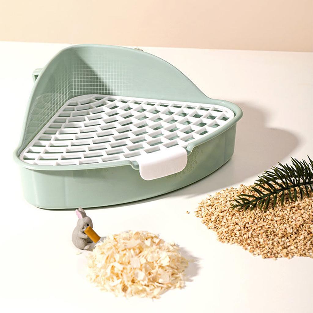 Potty Trainer Corner Litter Pan Triangular Plastic Litter Box Toilet for Hamster Guinea Pig Ferret Gerbil Small Rat