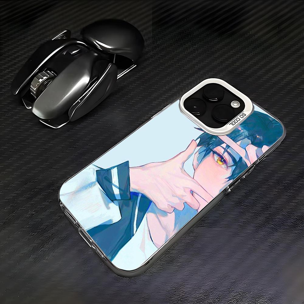 Anime L-Link Clicks Phone Case For iPhone 16 15 14 13 12 11 Pro Max White Purple Matte Laser Metallic Aurora Funda