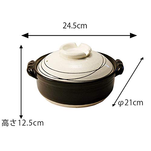 CtoC JAPAN Select Multi-purpose Earthenware Pot, No. 7, M4072, IH Compatible, White Spiral Pattern, Banko Ware, Made in Japan