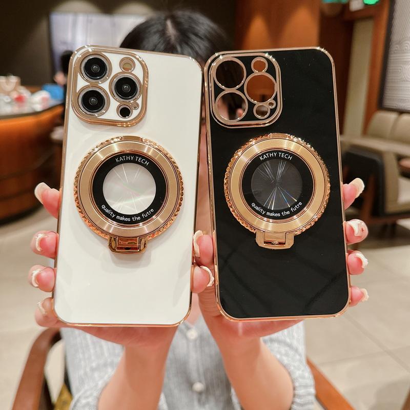 

Для iPhone 16 Pro Max 15 14 Pro 13 12 11 чехол для телефона роскошный однотонный магнитный кронштейн покрытие противоударный защитный чехол для объектива iPhone 15 чёрный