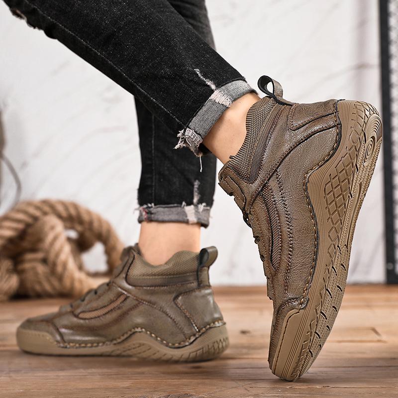 Herren Handgefertigt Muster Leder Bequeme Weiche Socke Stiefeletten Herbst Winter Herren Stiefel