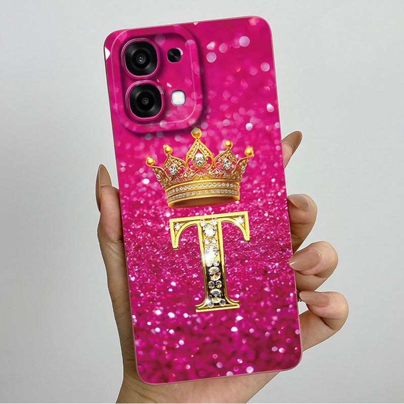 For Oppo A6 Pro 2025 Fashion Initial Letter Couple Phone Case for Oppo A6 Pro A6Pro 4G 5G Soft Silicone TPU Lens Protective Case