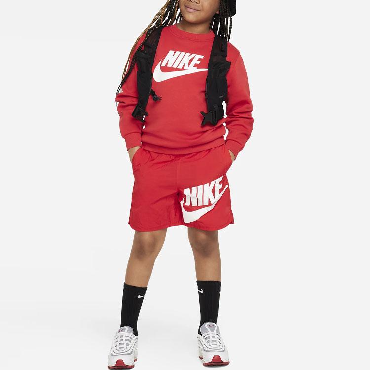 Nike Sportswear Club Fleece Logo Print Crewneck Sweatshirt Kids Sweatshirt Red FD2992-657