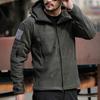 Men Jacket Solid Color Hooded Long Sleeve Fleece Slim Multi Pockets Windproof Hoodie for Outdoor