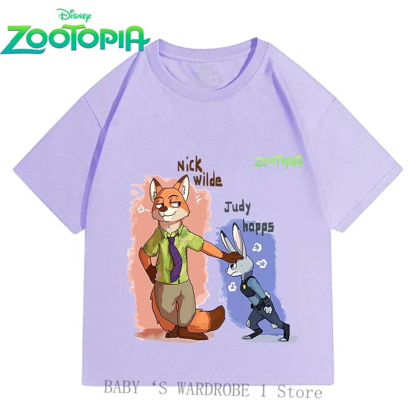 

Бавовняні футболки з коротким рукавом Disney Zootopia для хлопчиків та дівчаток 3-12 років з мультяшними принтами, милі, модні 160