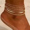 Trendy Multi-layer Sparkling Snake Bone Anklet Set