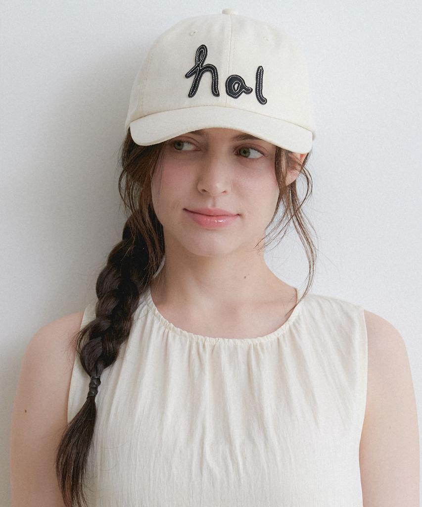 Hallen Stitch Logo Lettering Ball Cap (C082_Ivory)