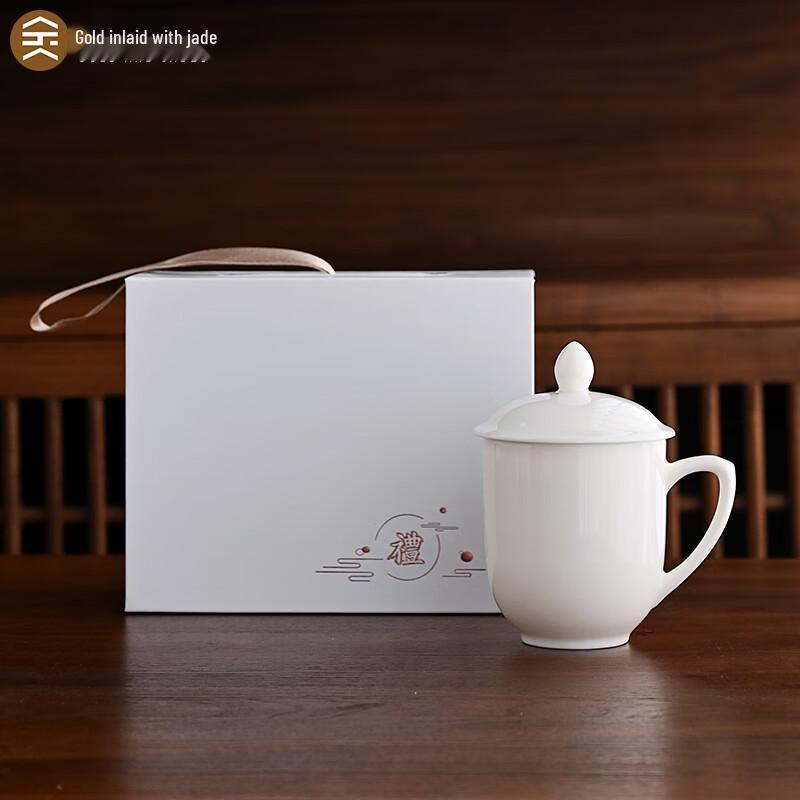 Gold Inlaid Jade Porcelain Office Teacup