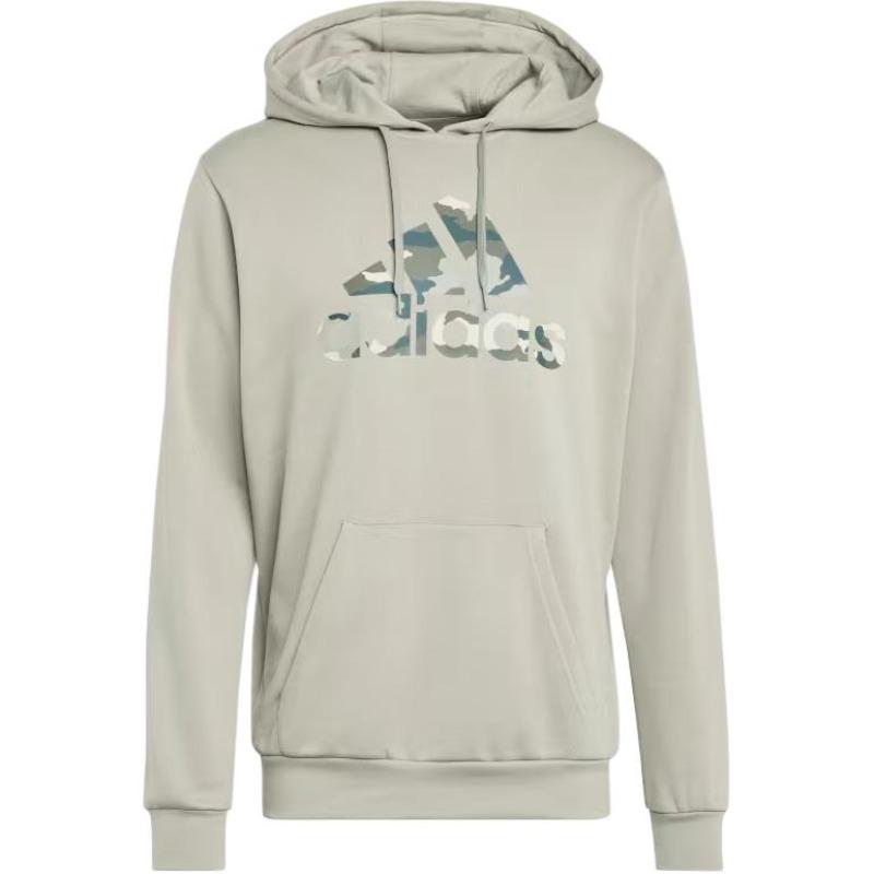 Adidas Camo Graphic Hoodie Silver Pebble Men Streetwear IY0740