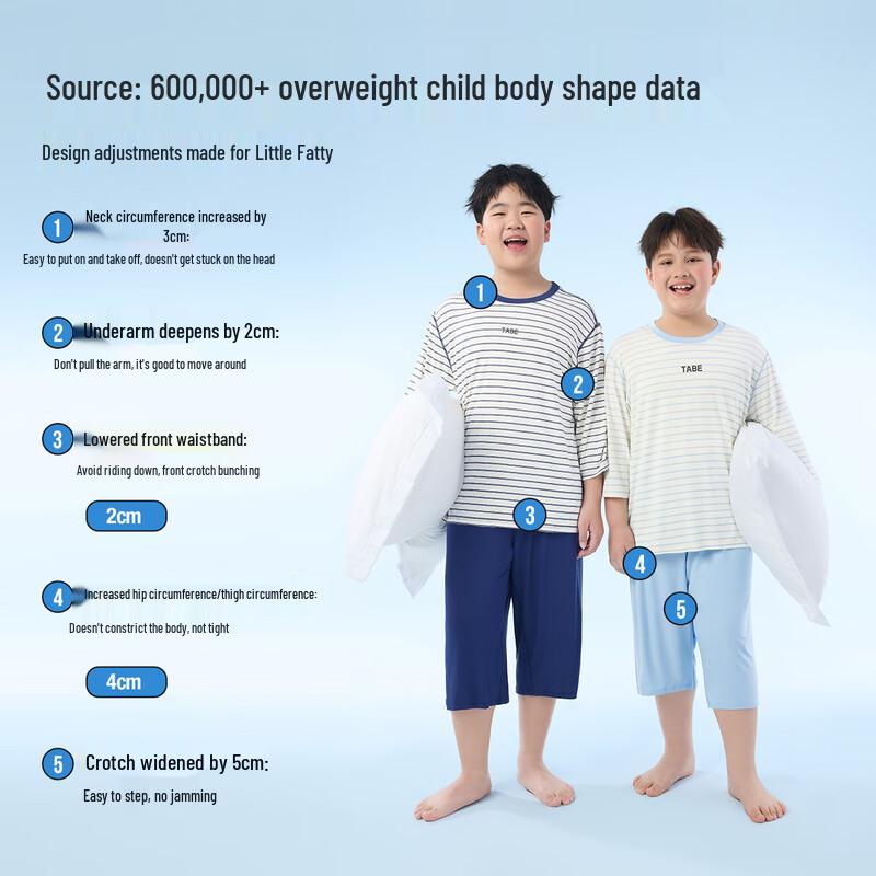 Boys' Summer Plus Size Pajama Set