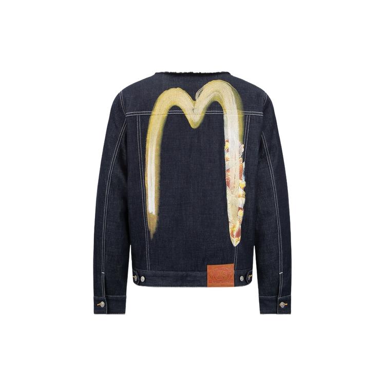 EVISU Denim Jackets Men's Denim Blue Lapel Moderate Straight Fit 2EAHTM3DJ1930RXCT
