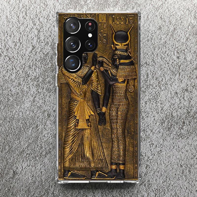 Egypt Nefertiti Anubis Ankh Pharaoh Phone Case For Samsung Galaxy S25 S24 S23 Ultra S22 Plus S21 S20 FE S10 + S25 Edge Soft Cove