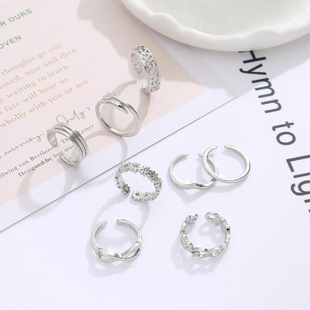 Adjustable Toe Rings Set - 8 European & American Styles, 8-Shaped and Arrow Designs for Women, Beach & Pinky Wear