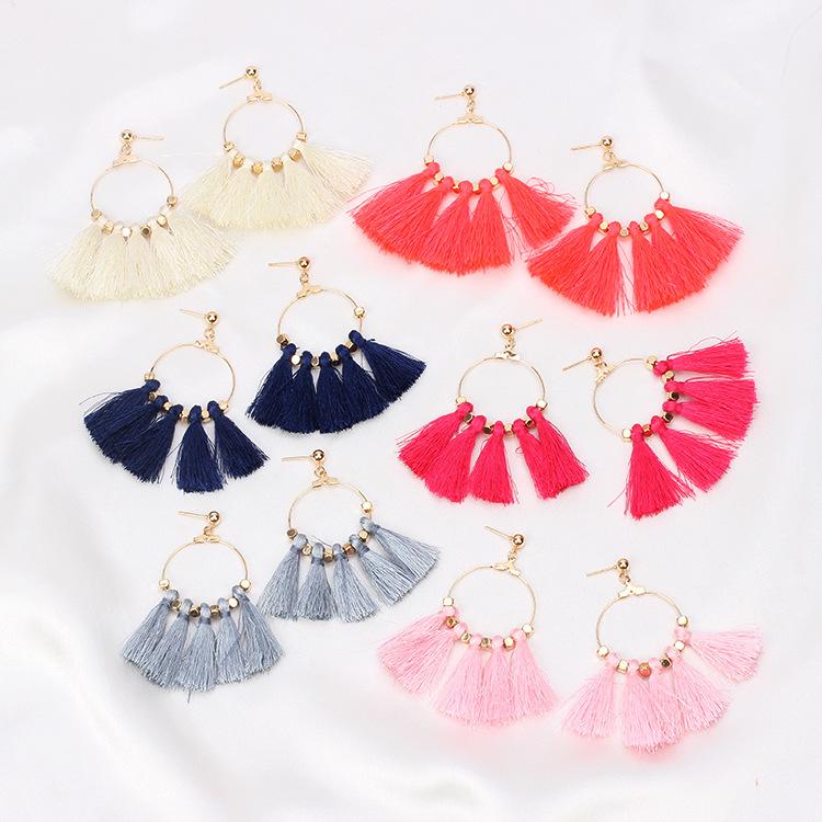European and American Exaggerated Jewelry, Fan-shaped Fringed Earrings, Retro Beard Earrings Wishearrings Big-name Unique