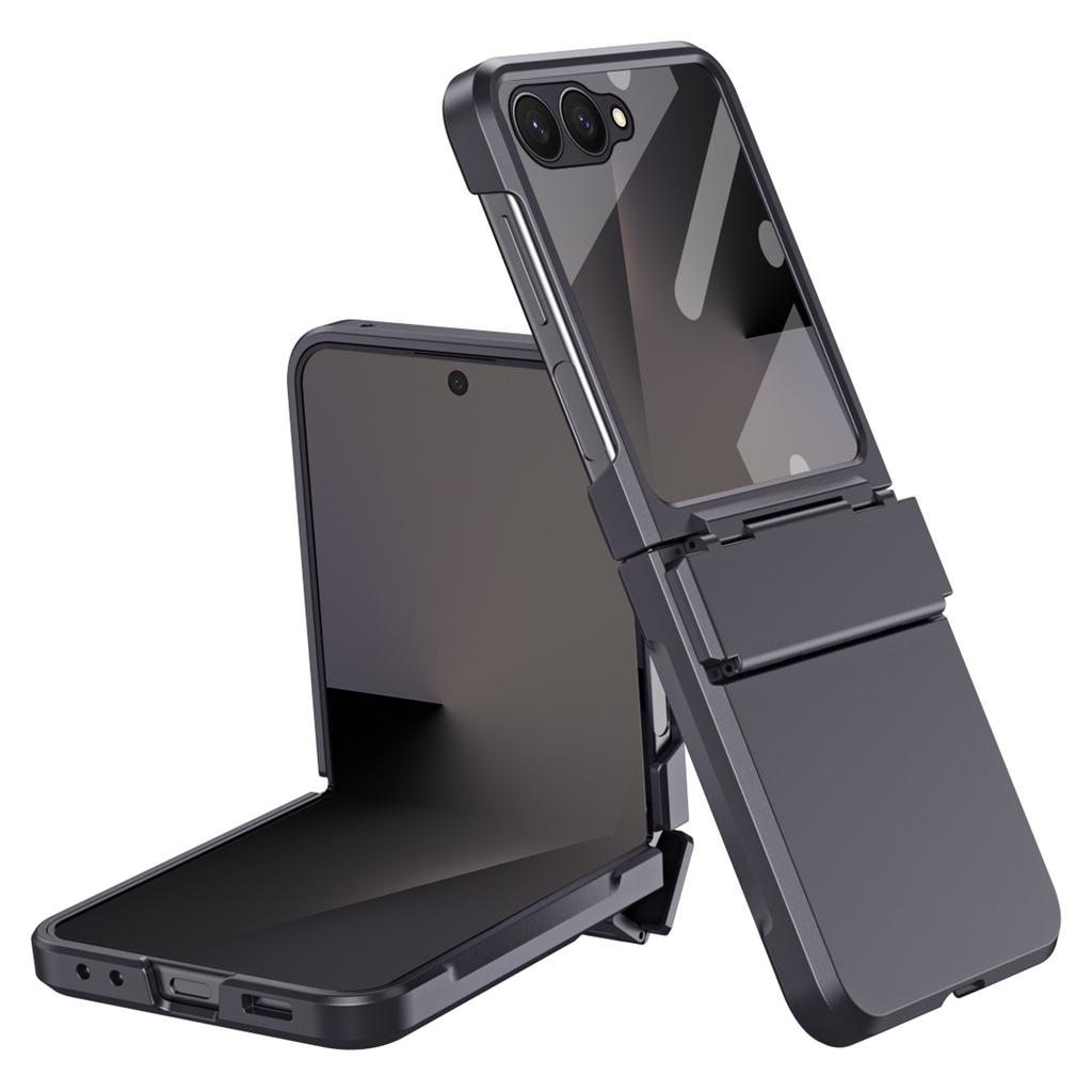 For Samsung Galaxy Z Flip7 5G Case Hard PC Phone Cover with Tempered Glass Rear Screen Protector