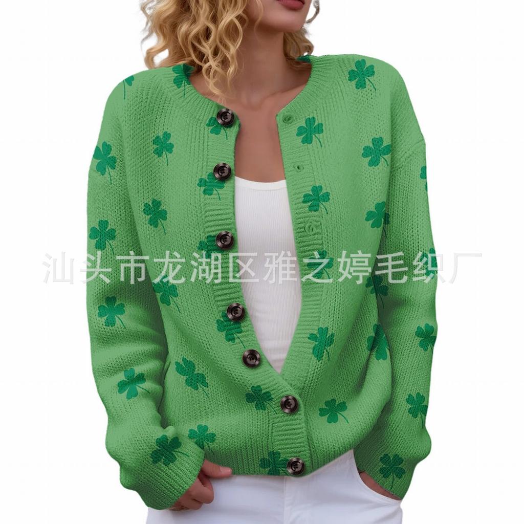 LXK-SPYK01 Sanpa crew neck cardigan new casual knitted sweater European and American jacket