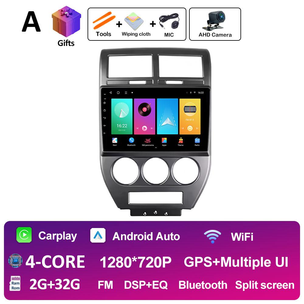 WIFI Android 14 Wireless Carplay For Jeep Compass 1 MK 2006 2007 2008 2009 2010 Car Multimedia Audio Video Player GPS Navigation
