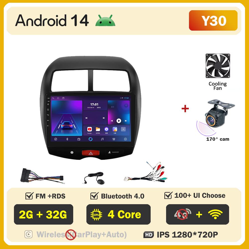 Android 14 For Mitsubishi ASX 1 2010-2018 Car Radio Player Car Intelligent Systems Touch Screen GPS Navigation Mirror Link Wifi
