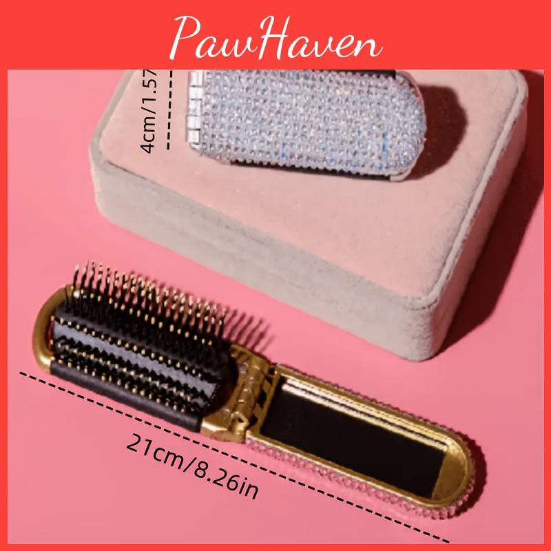 Dualuse Comb Rhinestone Portable Mirror For Women
