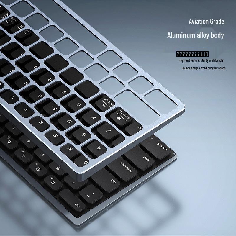Ultra-Thin 2-in-1 Aluminum Bluetooth Keyboard with Large Touchpad for Desktop, Laptop, and Tablet