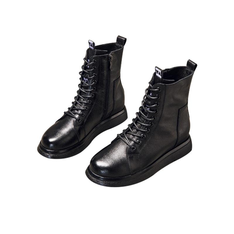 Leder Martin Stiefel 2025 Herbst und Winter neu Retro Britischer Stil Damen Schuhe erste Schicht Rindsleder Innenhöhe Ritterstiefel