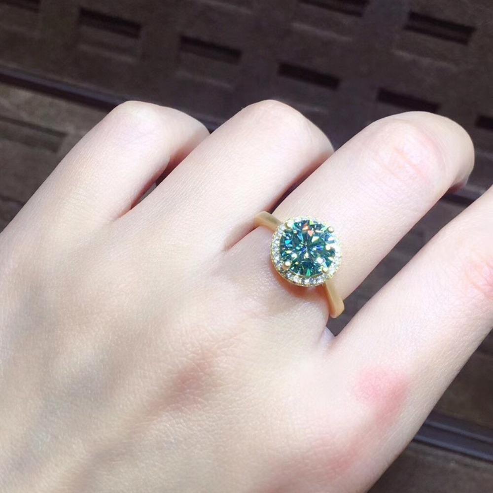 3Ct High Carbon Diamond PT950 Plated Blue Green Moissanite Pendant Women Jewelry Set