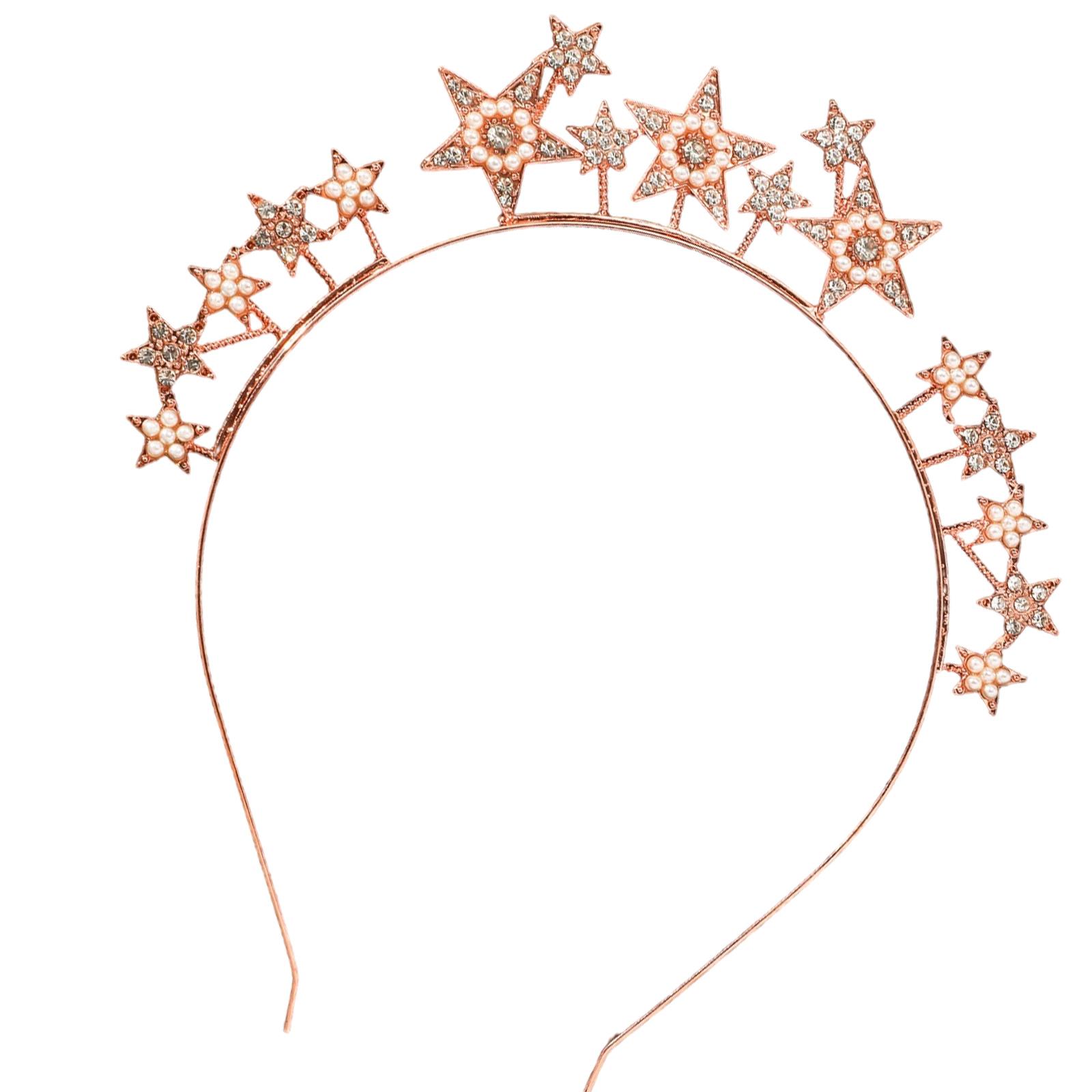 

Ободок для волос со звездной короной, стразами и искусственным жемчугом, обруч для вечеринок и мероприятий