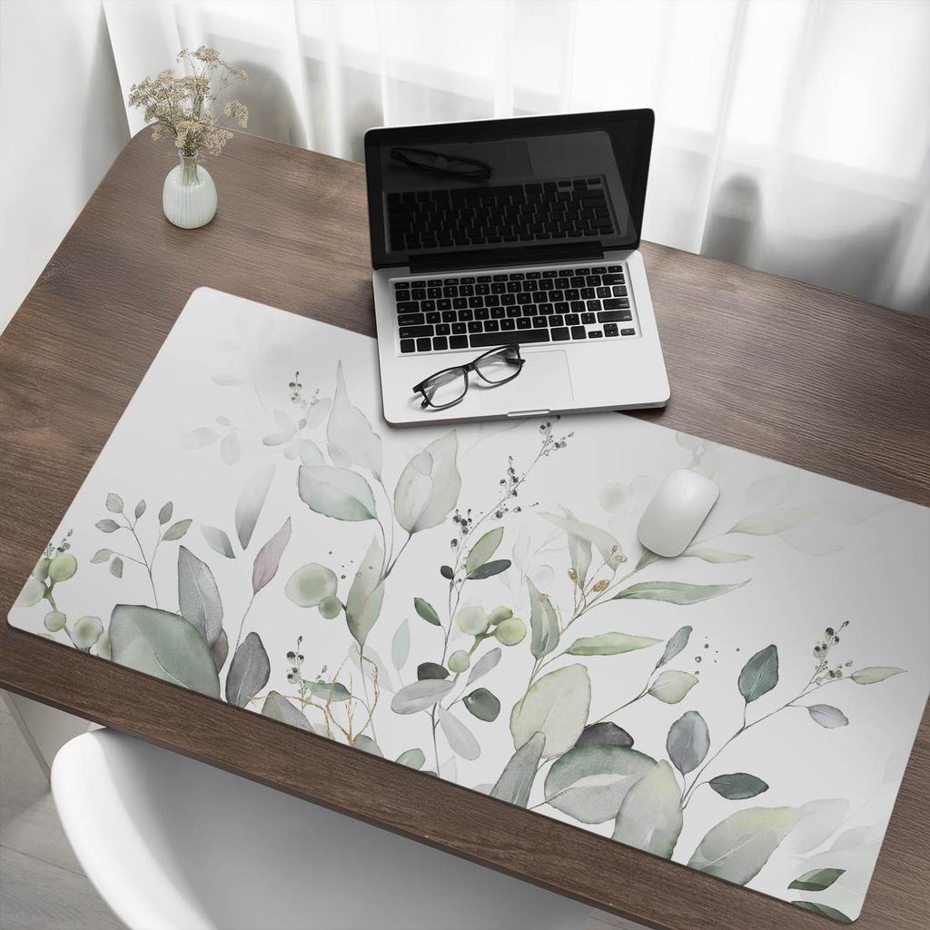 Vinyl Desk Mat with Stylish Print Pastel Leaves 120X60 Cm