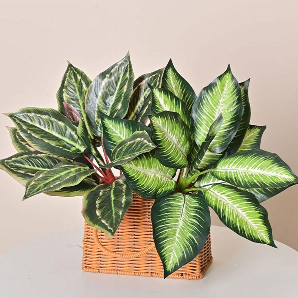 

13 Leaf Fake Green Plant Leaves Elegant Simulated Plants Home Office Decor белый