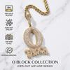 Colier Pandantiv cu Litera OBLOCK Placat cu Aur de 18K Iced Out pentru Bărbați Streetwear Hip Hop Bijuterii Ganku