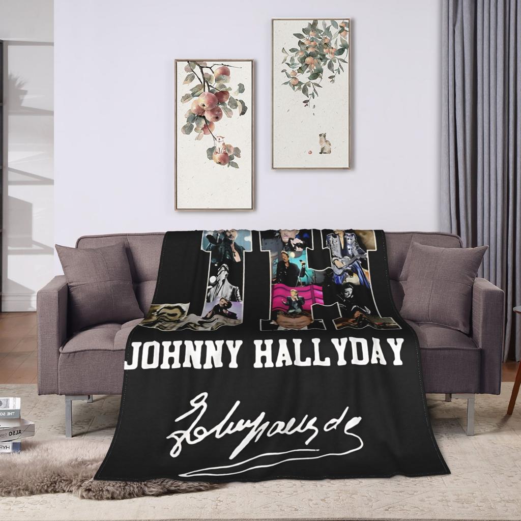 Rock Star Johnny Hallyday Flannel Blanket Soft Warm Throw Blanket for Outdoor Travel Novelty Bedspread Sofa Bed Cover