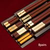 5/6/8/10 Pairs Red Sandalwood Chopsticks Set Restaurant Wooden Chopsticks Dinnerware Set Household Solid Wood Dining Chopsticks