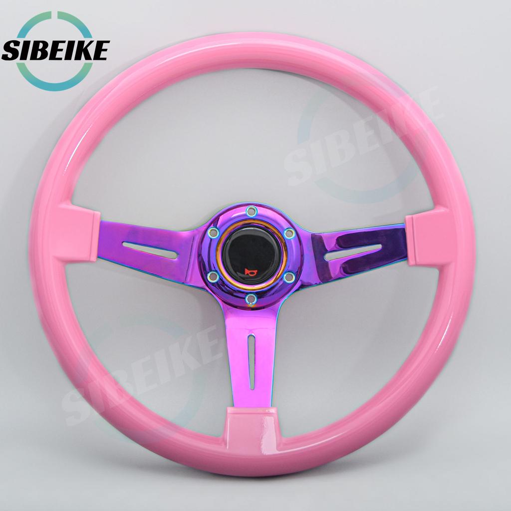 NEW JDM 14inch ABS Steering Wheel Neo Chrome Spoke Black White Pink Racing Sports Steering Wheel