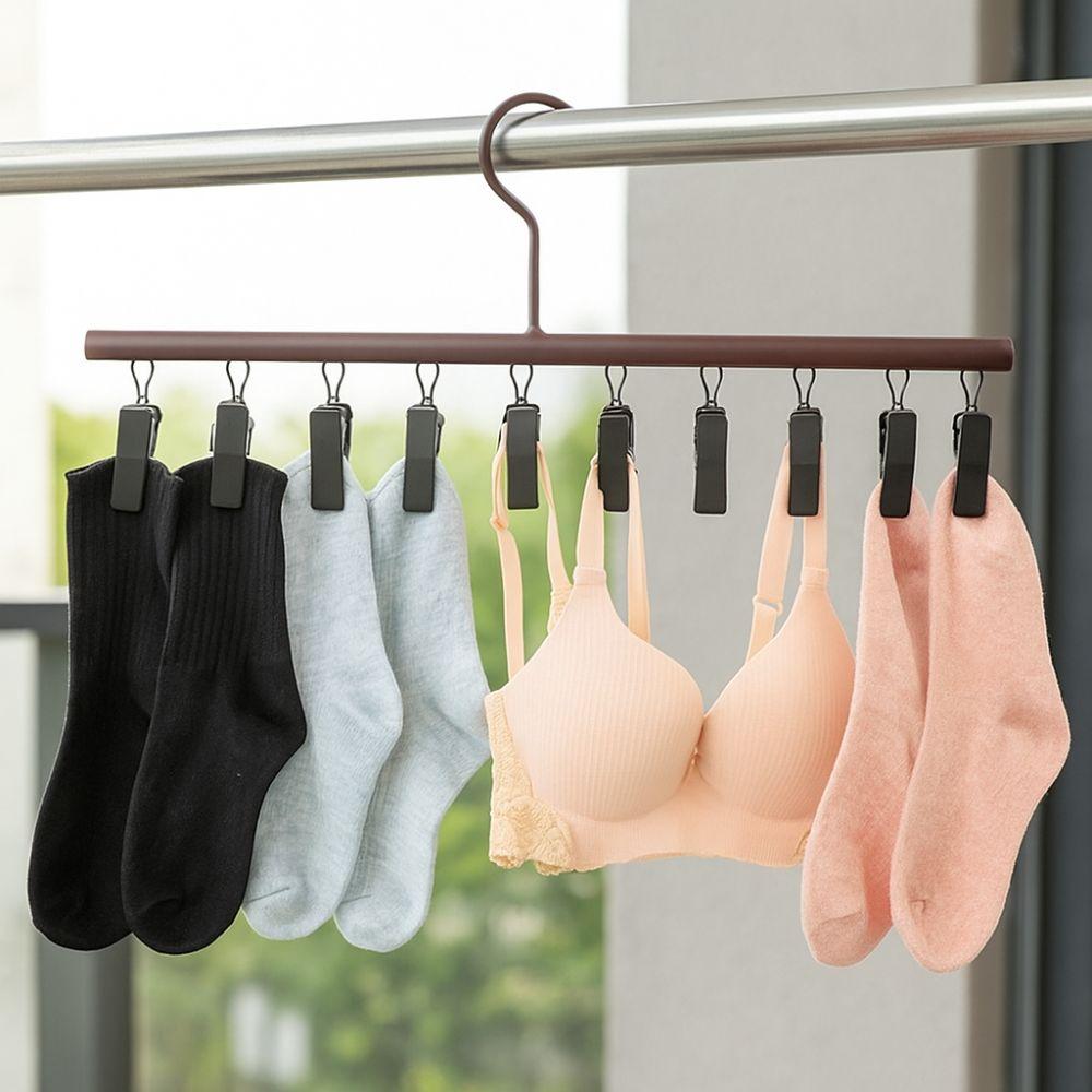 Wooden Wooden Storage Rack 10 Clips Socks Hanging Rack Storage Organiser  Bathroom Dryer