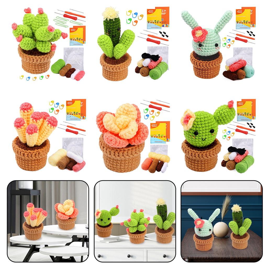 Beginners Crochet Kits, Crochet Potted Plant Kits, with Yarn, Crochet Hooks, Instructions DIY Crochet Craft Starter Kits