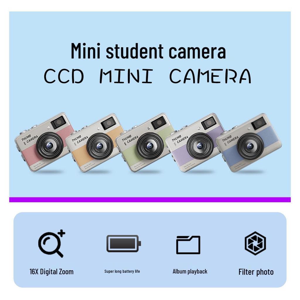 Retro Flip Screen Mini Camera for Students - Portable HD Photo & Video Recorder with Lanyard