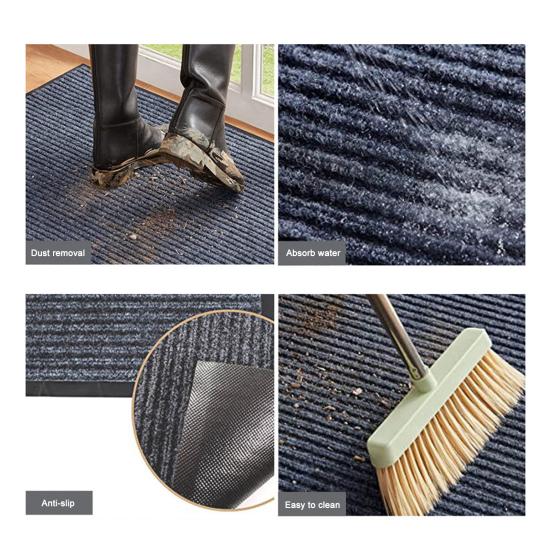 Striped Front Door Mat Heavy Duty Absorbent Entrance Doormat Indoor Outdoor Fade Resistant Waterproof