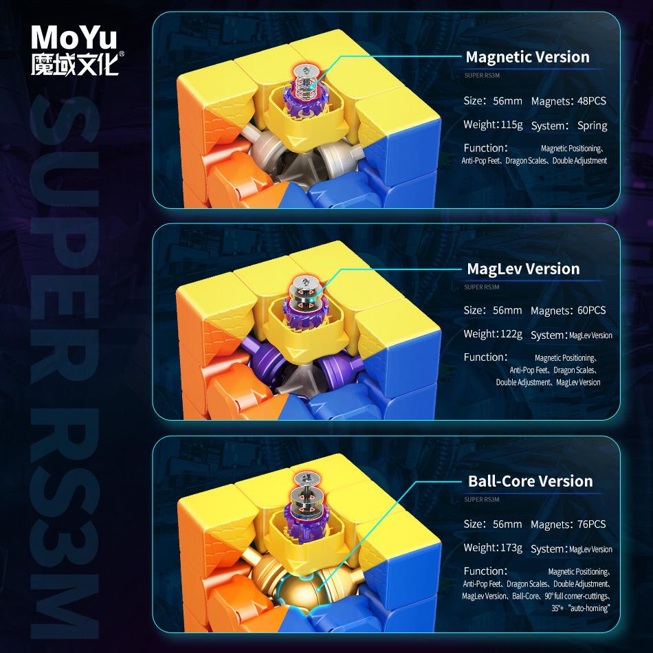 MoYu Super RS3M Maglev Ball Core 3x3 Magnetic Magic Cube 3×3 Professional 3x3x3 Speed Puzzle Toy Original Hungarian Cubo