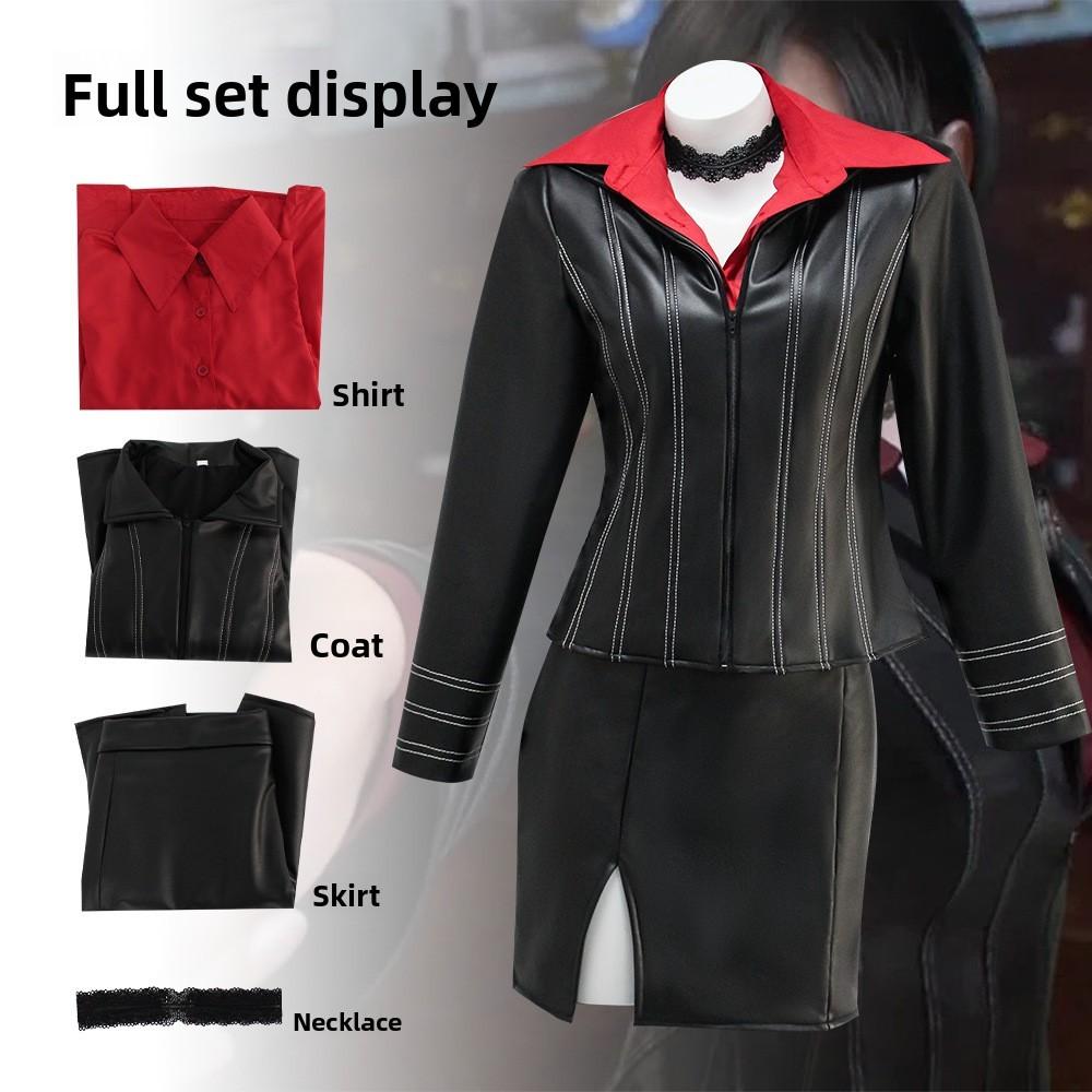 Ada Wong Cosplay Costume With Pu Jacket For Halloween And Game Role Play
