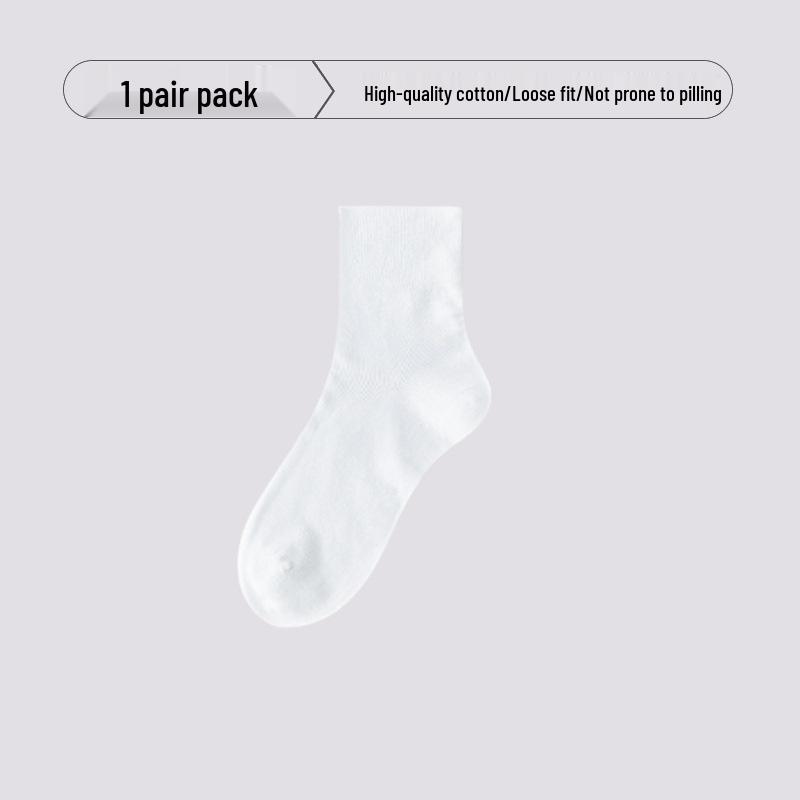 Women's Casual Mid-Calf Socks: Comfy, Loose-Fit, Solid Color, Fine Cotton, for Autumn & Winter.