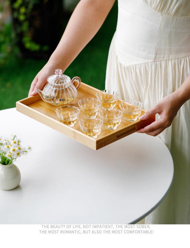 Heat Glass Flower Tea Pot Hand Blown Teapot with Infuser Large Capacity Kettle for Brewing Rose Herbal Loose Leaf Tea